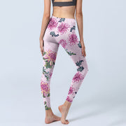 Buddha Stones Pink Chrysanthemum  Gym Leggings Women's Yoga Pants - image 5