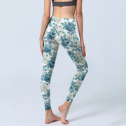 Buddha Stones Green White Flower Gym Leggings Women's Yoga Pants - image 5