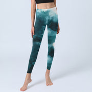 Buddha Stones Dark Green Cloud Gym Leggings Women's Yoga Pants