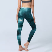 Buddha Stones Dark Green Cloud Gym Leggings Women's Yoga Pants - image 5
