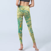 Buddha Stones Blue-green Phoenix Gym Leggings Women's Yoga Pants