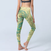 Buddha Stones Blue-green Phoenix Gym Leggings Women's Yoga Pants