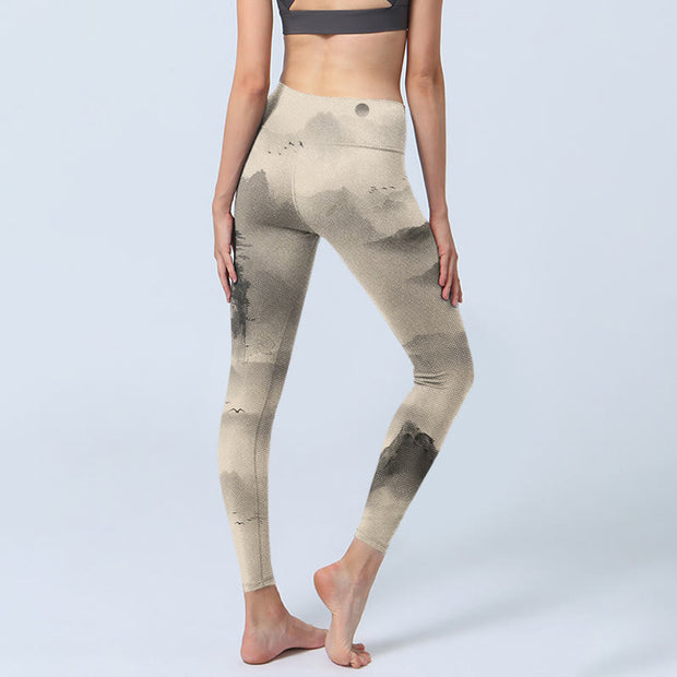 Buddha Stones Mountains Shrouded In Mist Wild Goose Gym Leggings Women's Yoga Pants - image 5