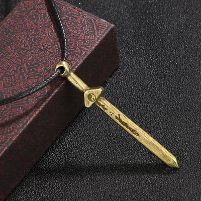 Buddha Stones Vintage Yin Yang Copper Sword Balance Necklace Pendant Necklaces & Pendants BS Copper Sword