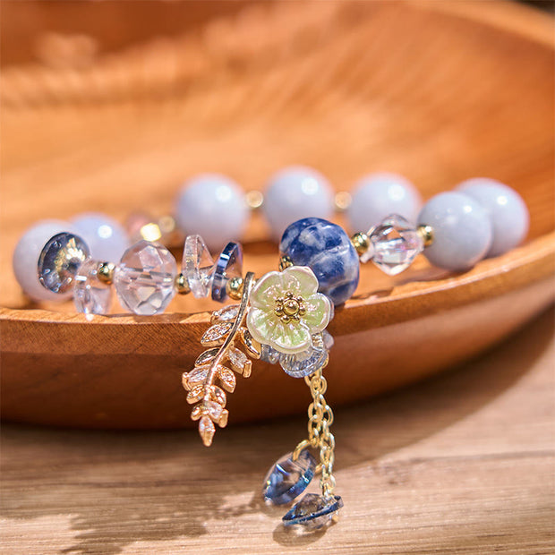 Buddha Stones "Sending You Peace and Grace" Blue Crystal Flower Bracelet Includes Gift Message Card - image 3