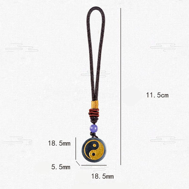 Buddha Stones Yin Yang Jade Harmony Protection Key Chain Key Chain BS 9