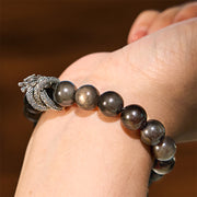 FREE Today: Communication Protection Silver Sheen Obsidian Dragon Bracelet