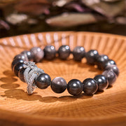 FREE Today: Communication Protection Silver Sheen Obsidian Dragon Bracelet