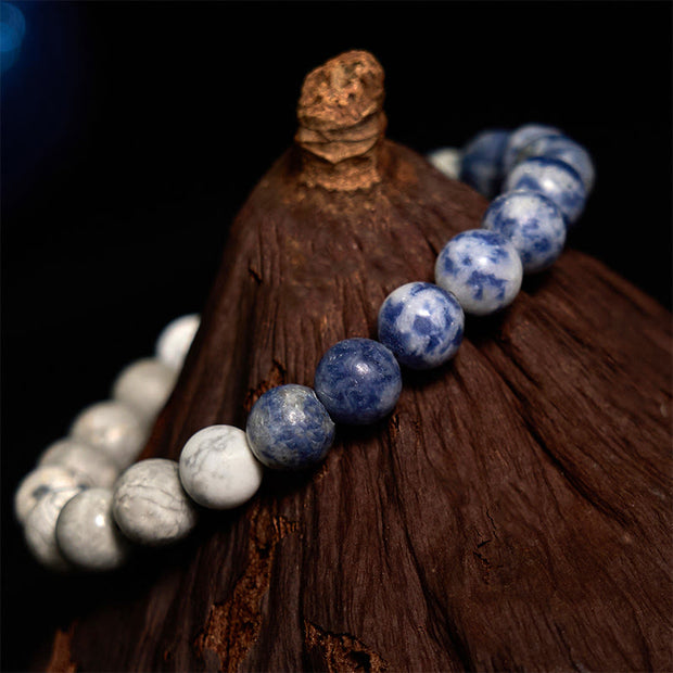 Buddha Stones Sodalite Picasso Jasper White Turquoise Intuition Bracelet