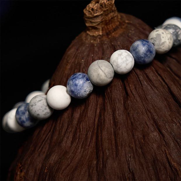 Buddha Stones White Turquoise Picasso Jasper Blue Spot Jasper Relaxation Bracelet