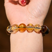 Buddha Stones Chinese Zodiac Tiger Eye White Crystal Courage Bracelet