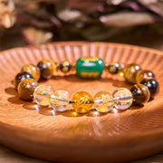 Buddha Stones Chinese Zodiac Tiger Eye White Crystal Courage Bracelet