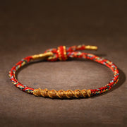 Buddha Stones Handmade Chinese Zodiac Natal Buddha Luck Strength Braided Rope Bracelet