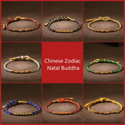 Buddha Stones Handmade Chinese Zodiac Natal Buddha Luck Strength Braided Rope Bracelet