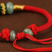 Buddha Stones Jade Abacus Bead Prosperity Red String Rope Bracelet Bracelet BS 11