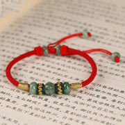 Buddha Stones Jade Abacus Bead Prosperity Red String Rope Bracelet Bracelet BS 14