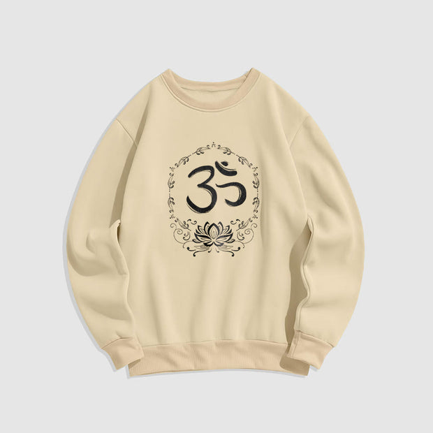 Buddha Stones OM Lotus Design Fleece Lined Polyester Sweatshirt