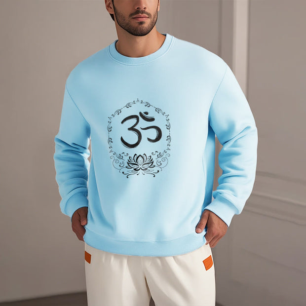 Buddha Stones OM Lotus Design Fleece Lined Polyester Sweatshirt