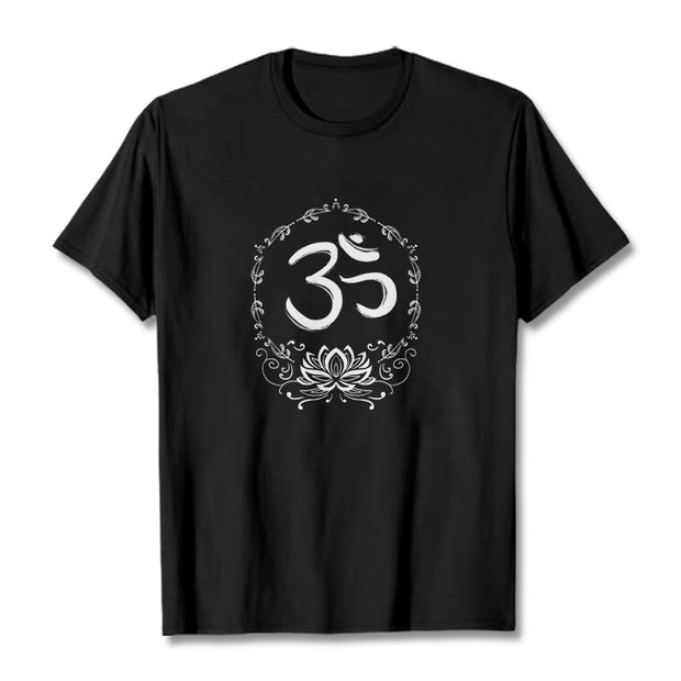 Buddha Stones OM Lotus Sketch Cotton Tee T-shirt