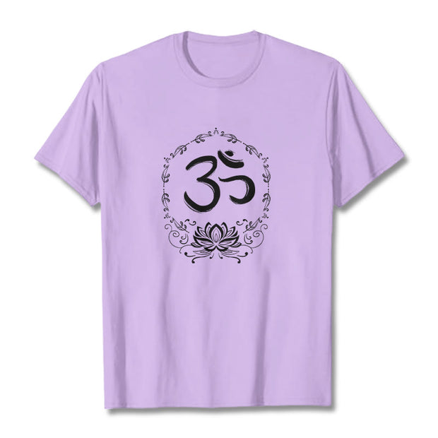 Buddha Stones OM Lotus Sketch Cotton Tee T-shirt