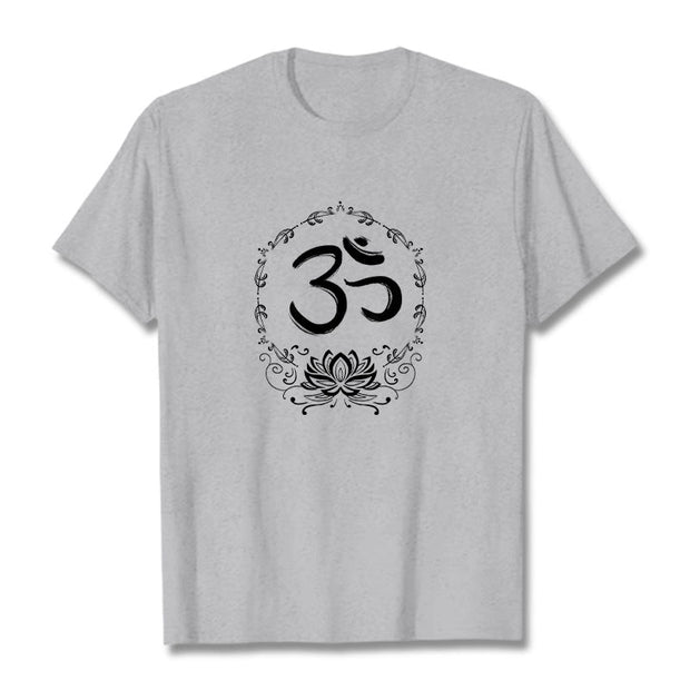 Buddha Stones OM Lotus Sketch Cotton Tee T-shirt