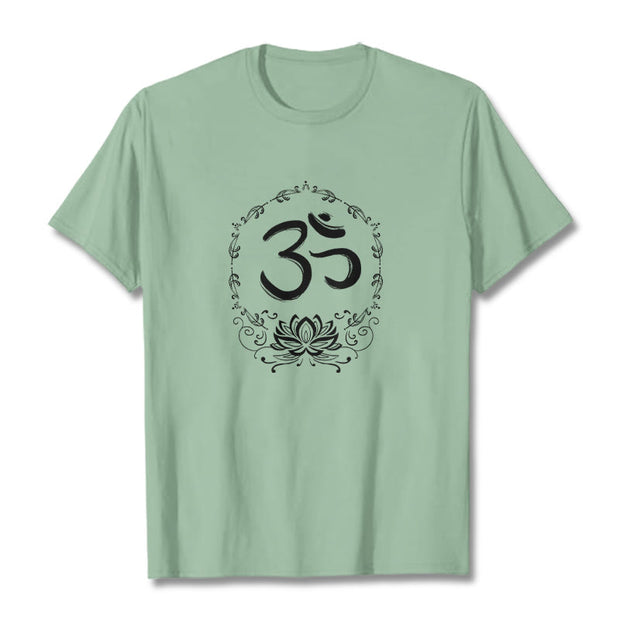 Buddha Stones OM Lotus Sketch Cotton Tee T-shirt