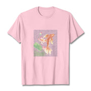 Buddha Stones Koi Fish Lotus Combination Cotton Tee T-shirt T-Shirts BS LightPink 2XL