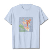 Buddha Stones Koi Fish Lotus Combination Cotton Tee T-shirt T-Shirts BS LightCyan 2XL