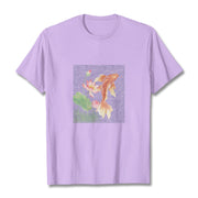 Buddha Stones Koi Fish Lotus Combination Cotton Tee T-shirt T-Shirts BS Plum 2XL