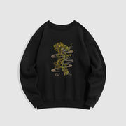 Buddha Stones Golden Dragon Design Fleece Lined Polyester Sweatshirt