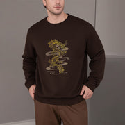 Buddha Stones Golden Dragon Design Fleece Lined Polyester Sweatshirt