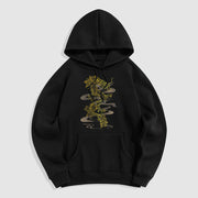 Buddha Stones Golden Dragon Design Fleece Lined Hoodie