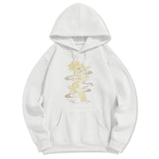 Buddha Stones Golden Dragon Design Fleece Lined Hoodie