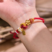 Buddha Stones Peach Blossom Happiness Charm Luck Red String Bracelet