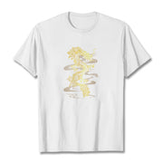 Buddha Stones Golden Dragon Cotton Tee T-shirt T-Shirts BS White 2XL