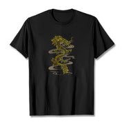 Buddha Stones Golden Dragon Cotton Tee T-shirt T-Shirts BS Black 2XL