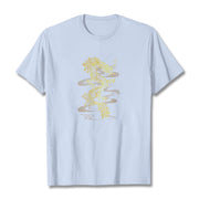 Buddha Stones Golden Dragon Cotton Tee T-shirt T-Shirts BS LightCyan 2XL