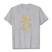 Buddha Stones Golden Dragon Cotton Tee T-shirt T-Shirts BS LightGrey 2XL