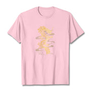 Buddha Stones Golden Dragon Cotton Tee T-shirt T-Shirts BS LightPink 2XL