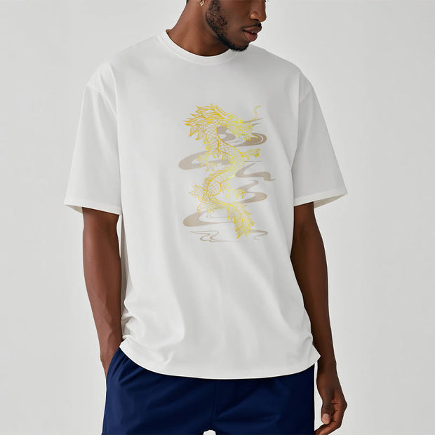 Buddha Stones Golden Dragon Cotton Tee T-shirt T-Shirts BS 7