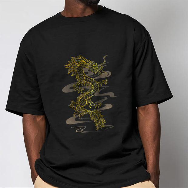 Buddha Stones Golden Dragon Cotton Tee T-shirt T-Shirts BS 2