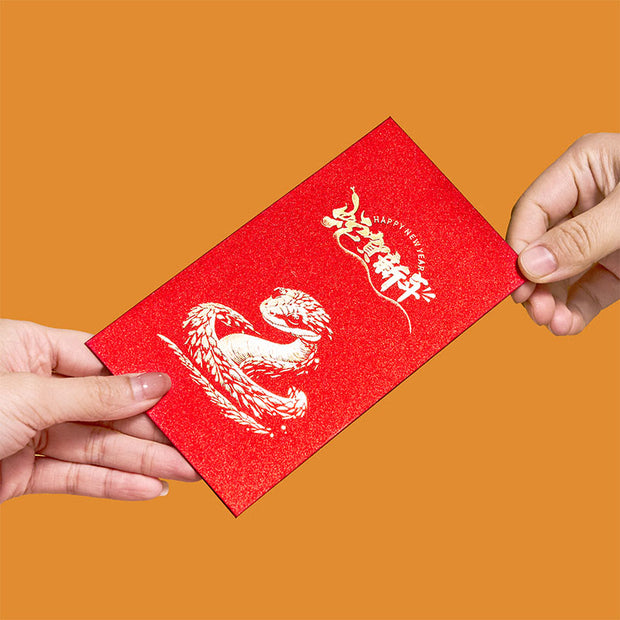 Buddha Stones 6Pcs Chinese Red Envelope Year of the Snake Lucky Money Envelopes 2025 New Year