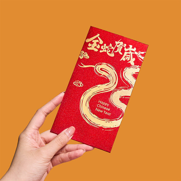 Buddha Stones 6Pcs Chinese Red Envelope Year of the Snake Lucky Money Envelopes 2025 New Year