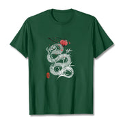 Buddha Stones Lantern Bamboo Leaves Snake Design Cotton Tee T-shirt T-Shirts BS ForestGreen 2XL