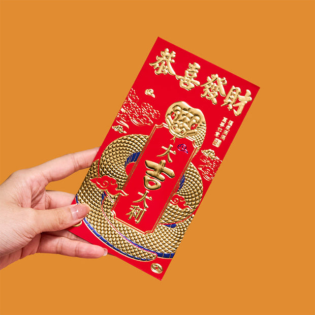 Buddha Stones 6Pcs Red Envelope Year Of The Snake Design Lucky Money Envelopes All The Best 2025 Chinese New Year