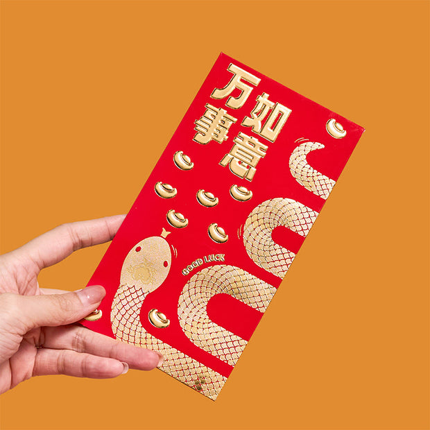 Buddha Stones 6Pcs Red Envelope Year Of The Snake Design Lucky Money Envelopes Good Luck 2025 Chinese New Year