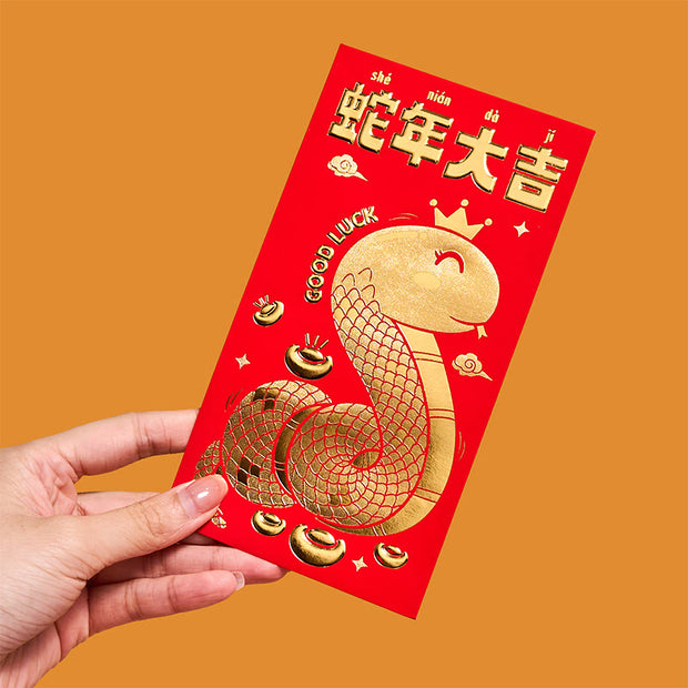 Buddha Stones 6Pcs Red Envelope Year Of The Snake Design Lucky Money Envelopes Good Luck 2025 Chinese New Year