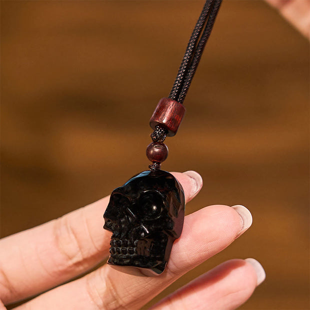 FREE Today: Purification Strength Black Obsidian String Skeleton Necklace Pendant