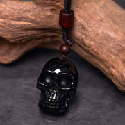 FREE Today: Purification Strength Black Obsidian String Skeleton Necklace Pendant