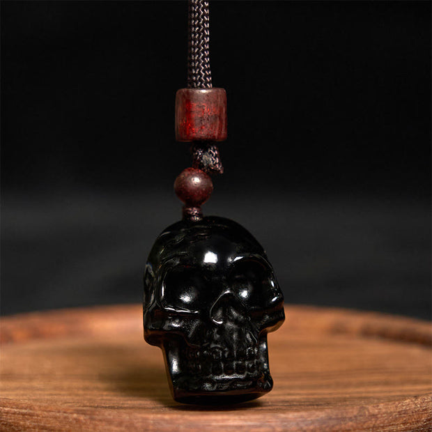 FREE Today: Purification Strength Black Obsidian String Skeleton Necklace Pendant